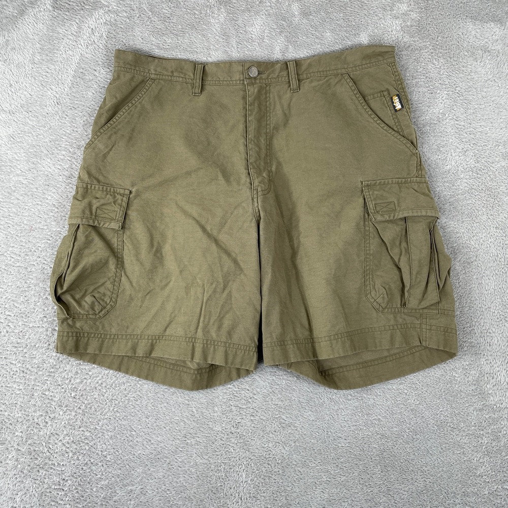 REI Cargo Shorts Mens 36 Green Canvas Hiking Gorpcore Outdoor Utility Pocket